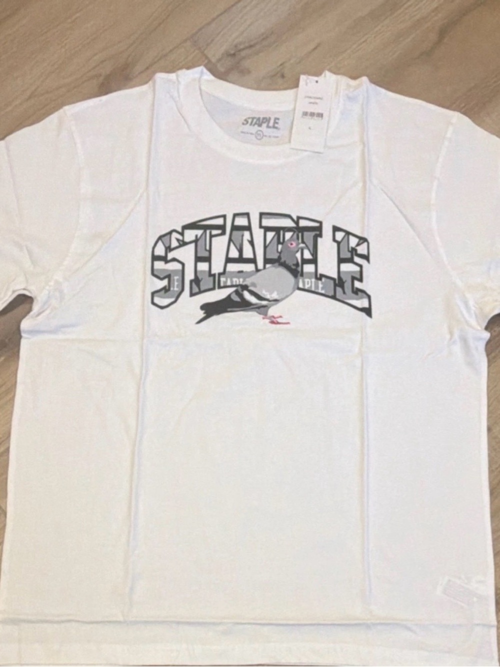Staple Pigeon White Logo Graphic T-Shirt Men's M Crew Neck Short Sleeve - NEW